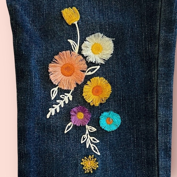 Embroidered Floral Blue Jeans for Girls, Cat and Jack - Picture 6 of 10